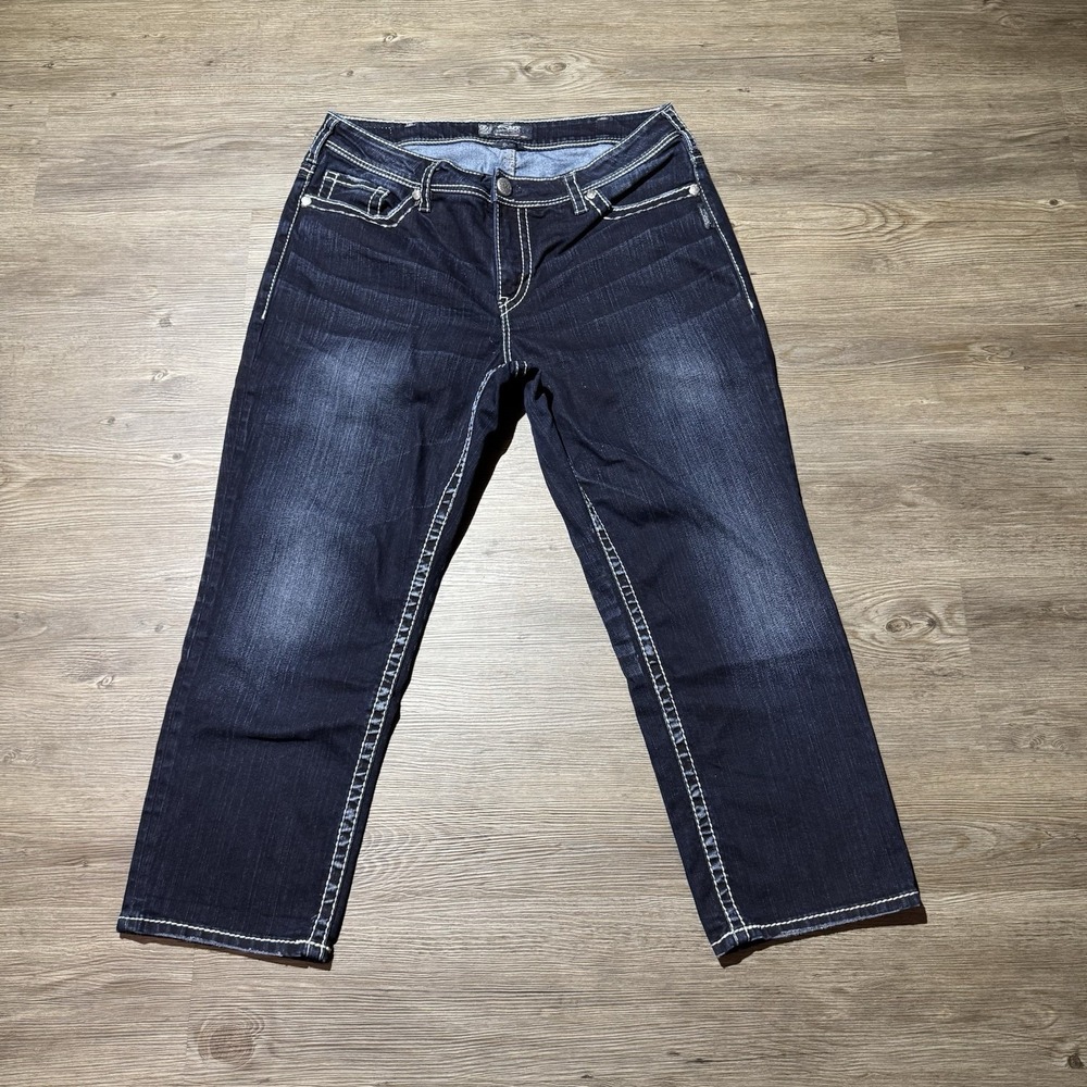 Silver Jeans Co Suki High Capri Women's Size 16 Dark Wash Stretch Denim